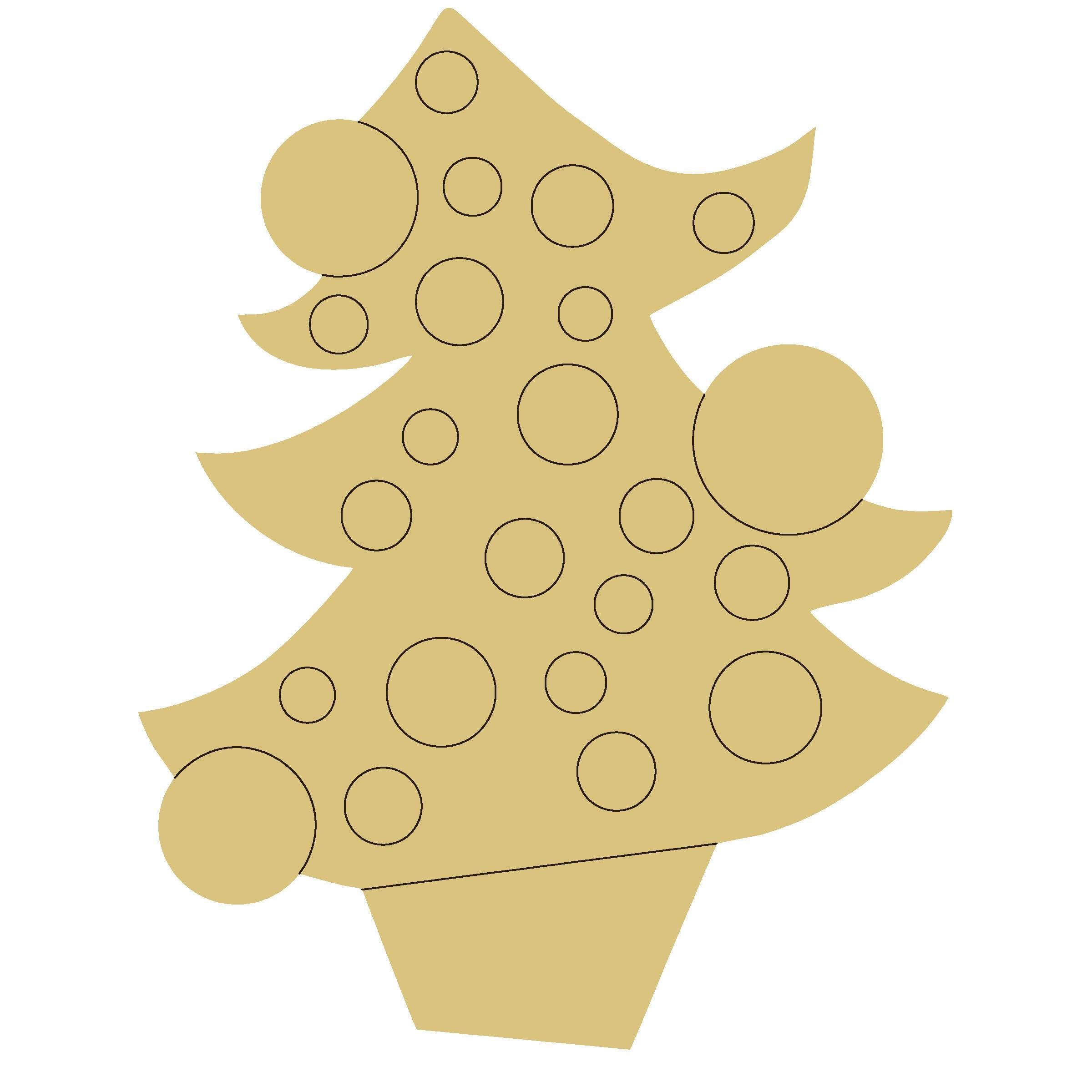 Design By Line Tree MDF Cutout Christmas Tree With Dots - Unfinished For DIY
