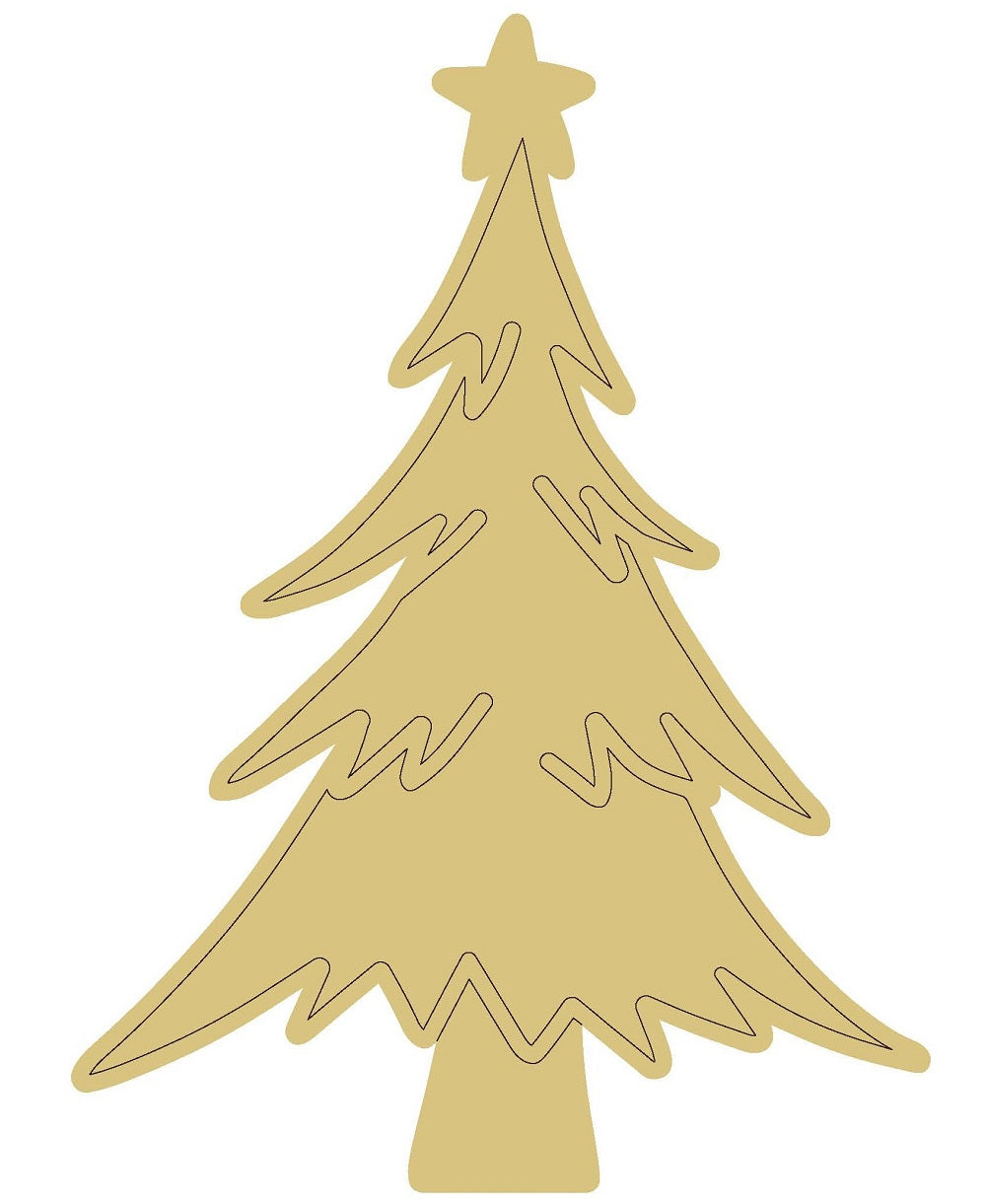 Design By Line Christmas Tree MDF Cutout - Unfinished For DIY