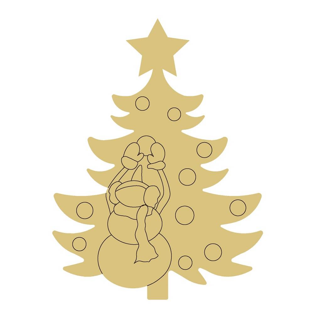 Design By Line Tree MDF Cutout Snowman Silhouette - Unfinished For DIY