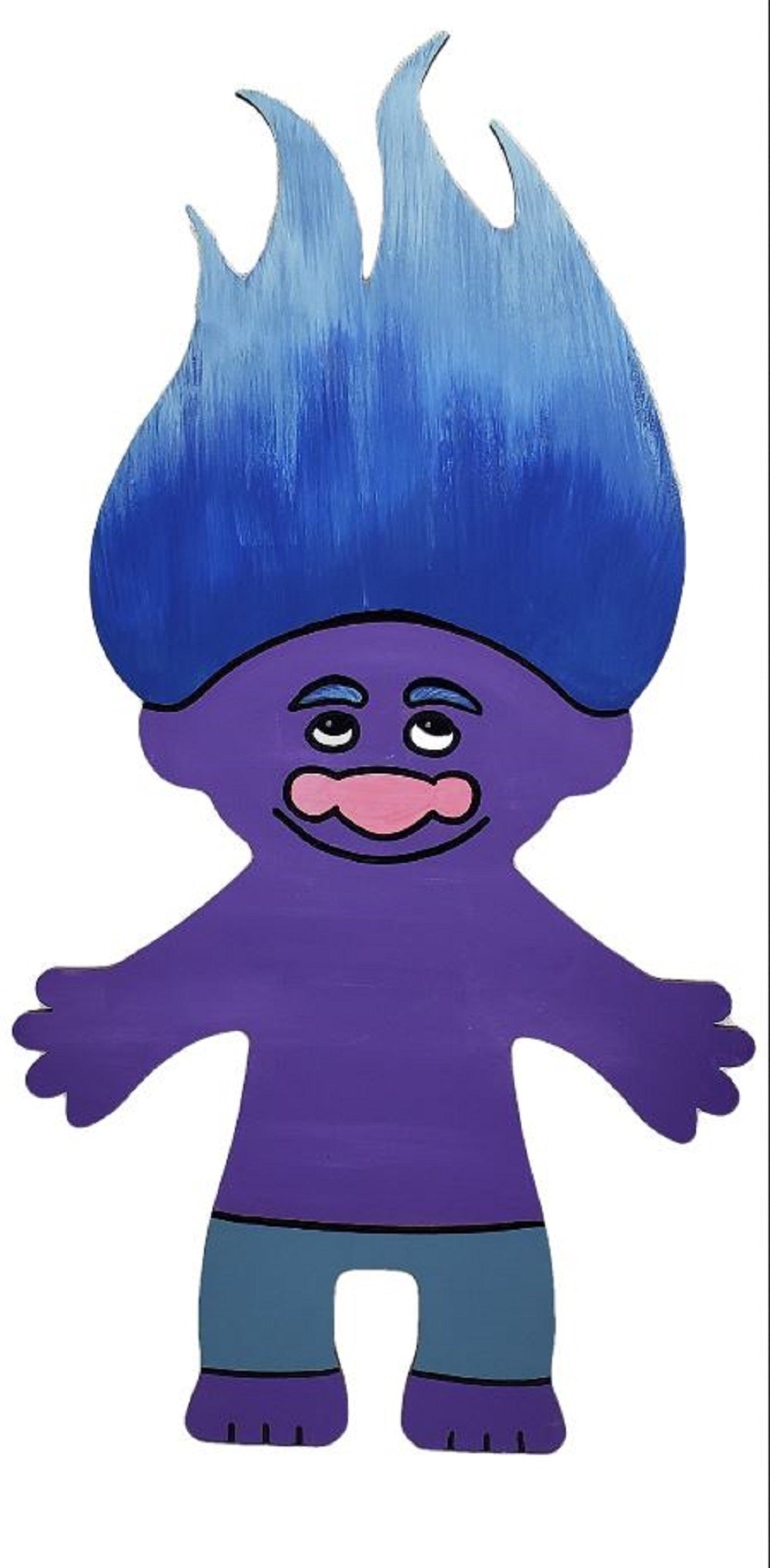 Basic Shape Troll MDF Cutout With Flame Hair Silhouette - Unfinished For DIY