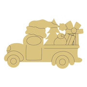 Design By Line Truck MDF Cutout Christmas Truck With Tree And Gifts - Unfinished For DIY