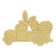 Design By Line Truck MDF Cutout Easter Bunny In Truck Bed With Eggs - Unfinished For DIY