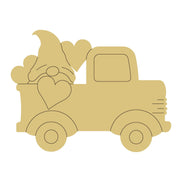 Design By Line Truck MDF Cutout Gnome In A Truck - Unfinished For DIY