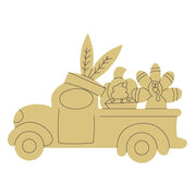 Design By Line Truck MDF Cutout Thanksgiving Harvest Scene Thurkey, Pie, Feathers - Unfinished For DIY