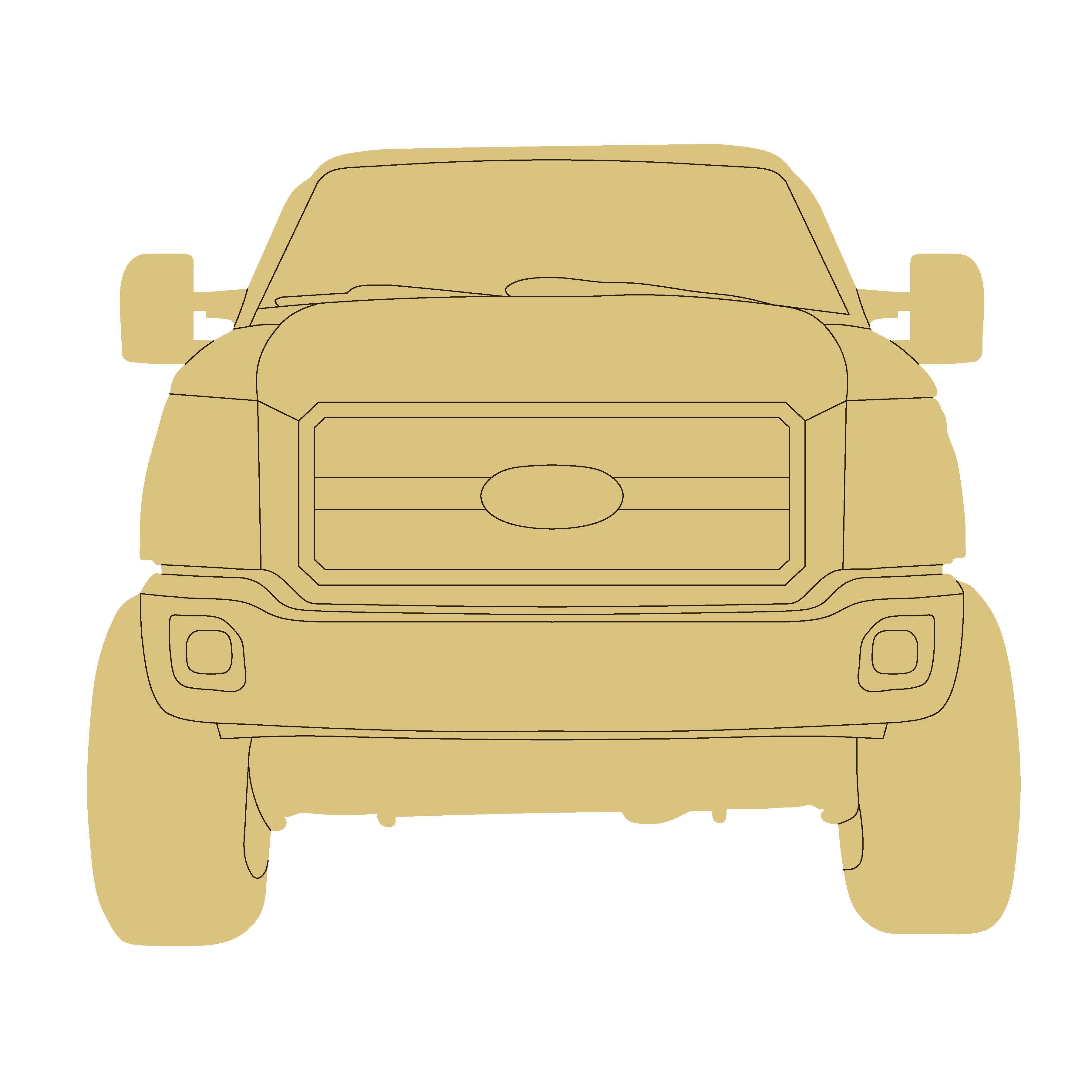 Design By Line Truck Silhouette MDF Cutout Front View - Unfinished For DIY