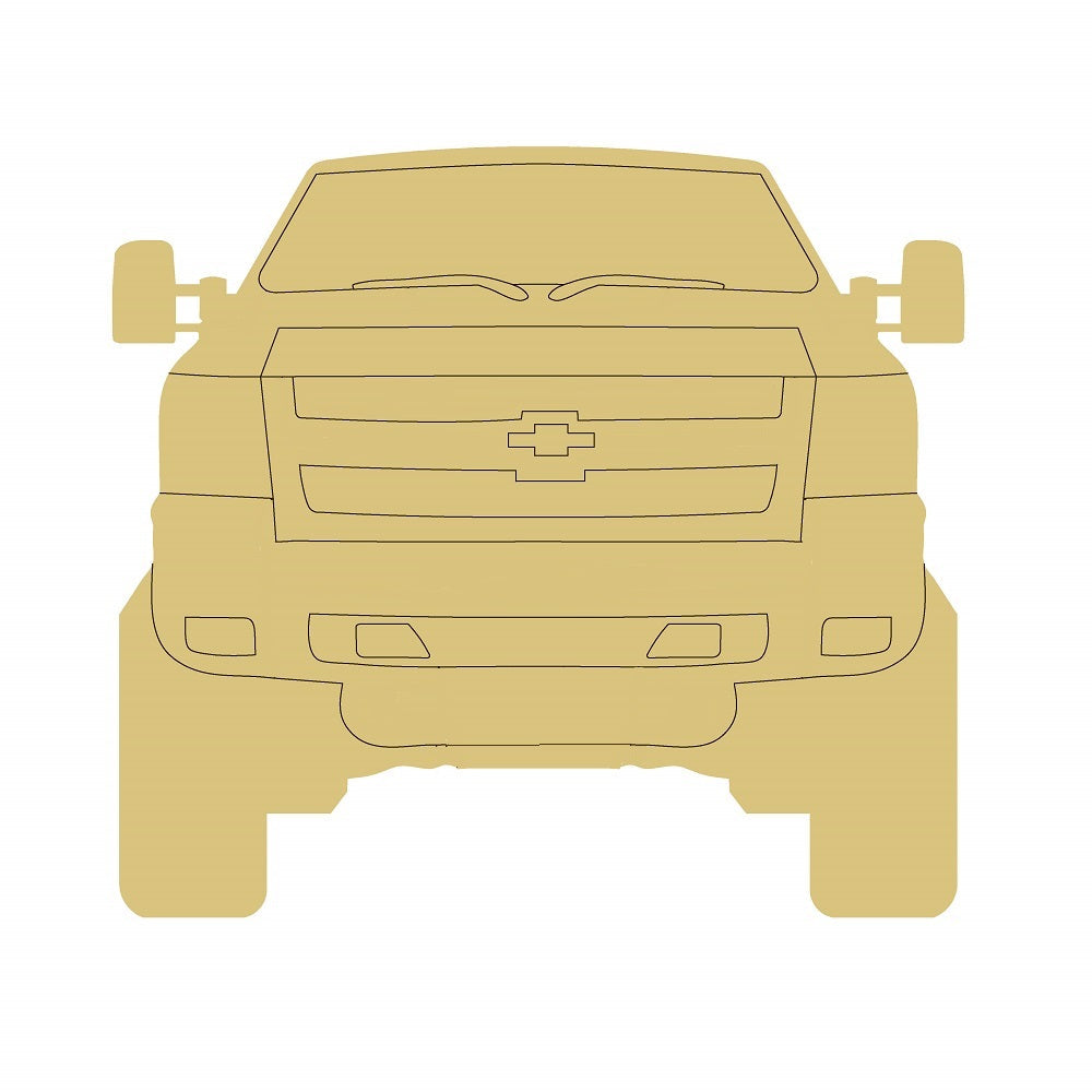 Design By Line Truck MDF Cutout Front View Silhouette - Unfinished For DIY