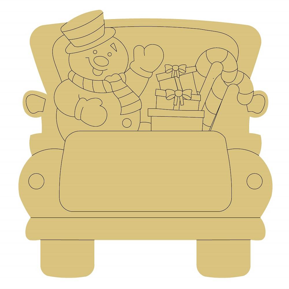 Design By Line Back Of Truck MDF Cutout Snowman Gift Boxes - Unfinished For DIY