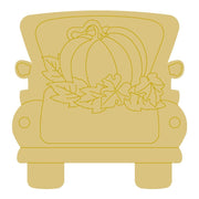 Design By Line Truck MDF Cutout Fall Pumpkin With Leaves - Unfinished For DIY