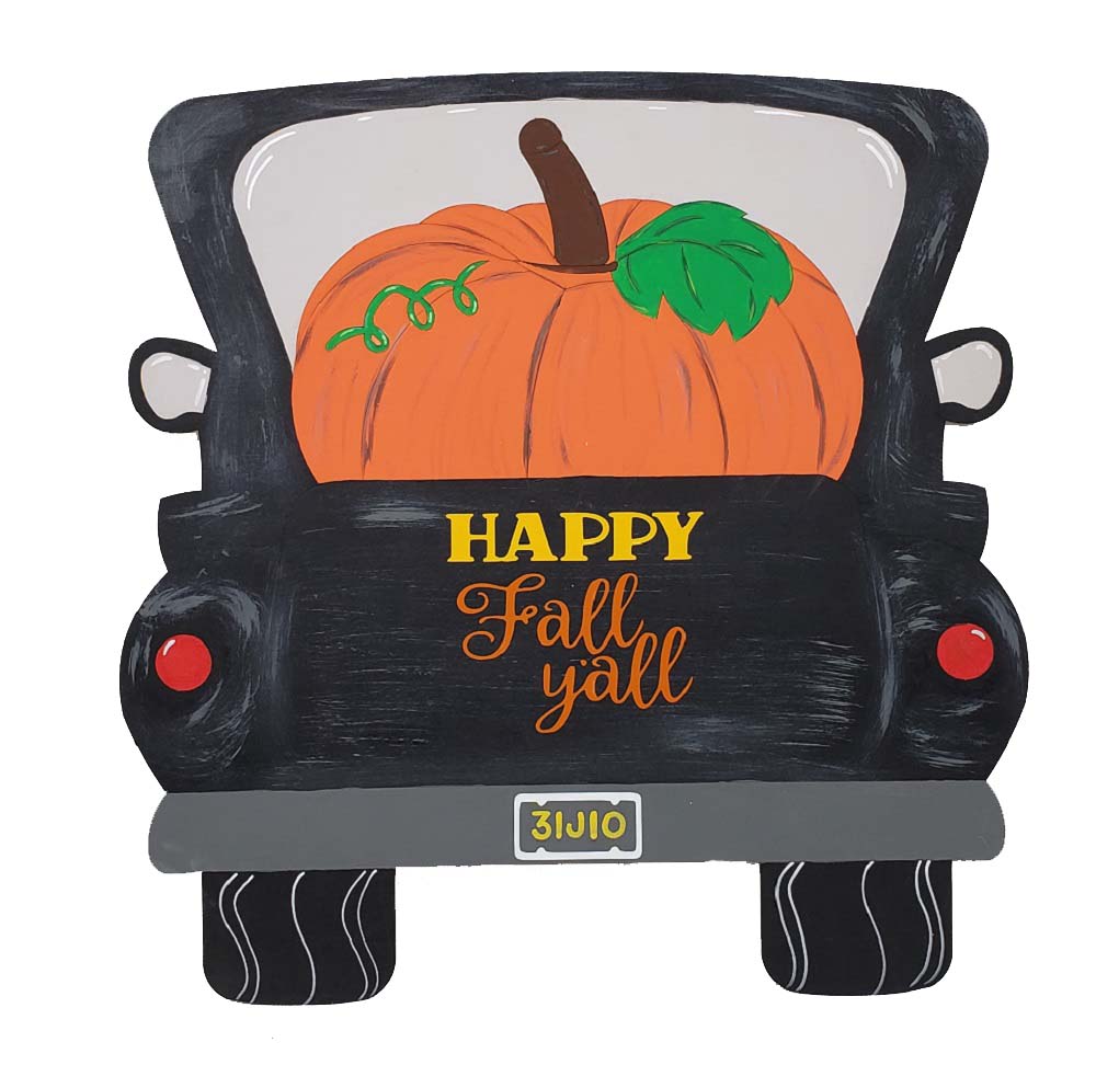 Design By Line Truck MDF Cutout Pumpkin In Truck Silhouette - Unfinished For DIY