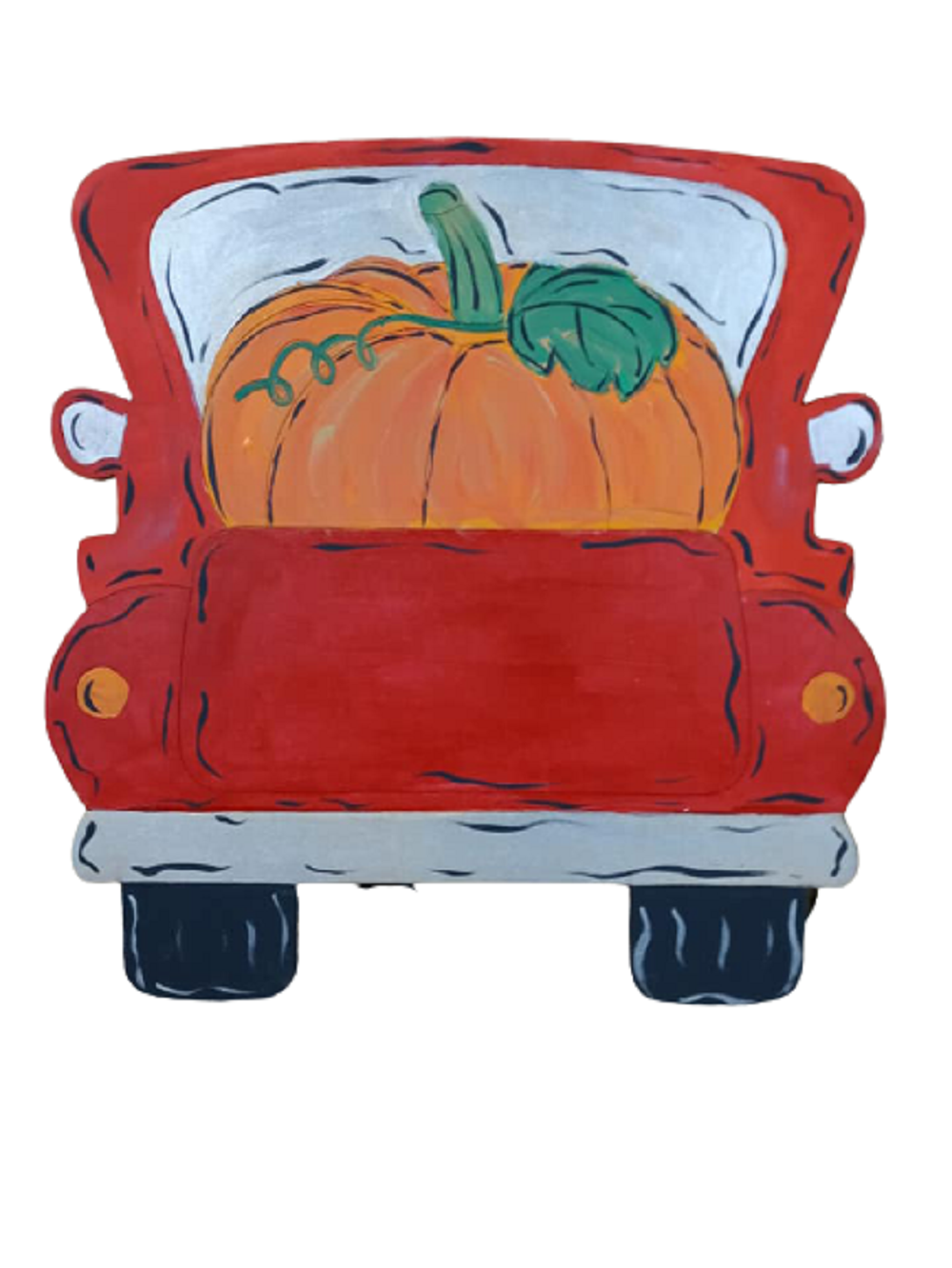 Design By Line Truck MDF Cutout Pumpkin In Truck Silhouette - Unfinished For DIY