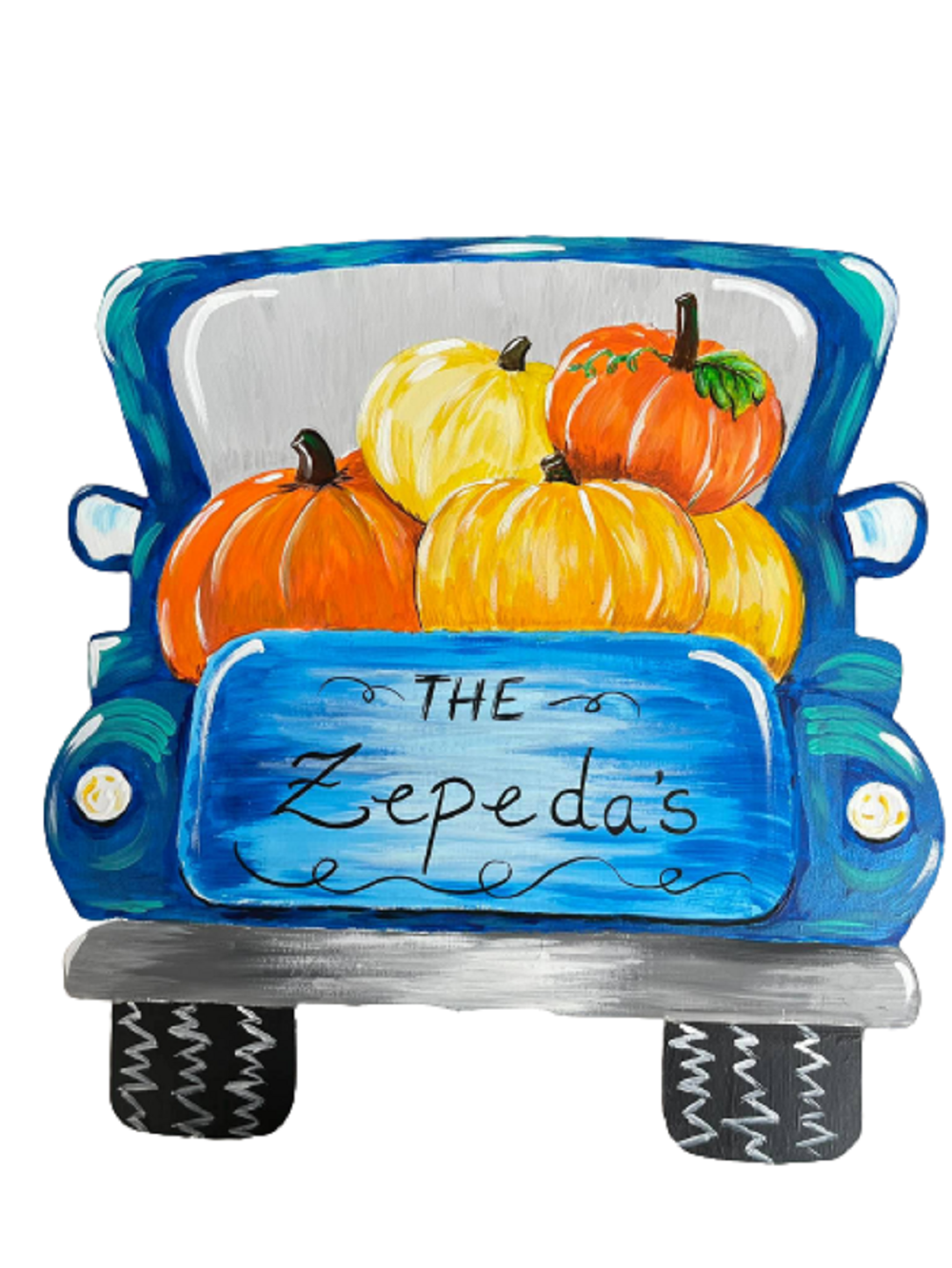 Design By Line Truck MDF Cutout Pumpkins In Truck Bed - Unfinished For DIY