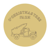 Design By Line Round MDF Cutout O' Christmas Tree Farm Truck Carrying Tree - Unfinished For DIY