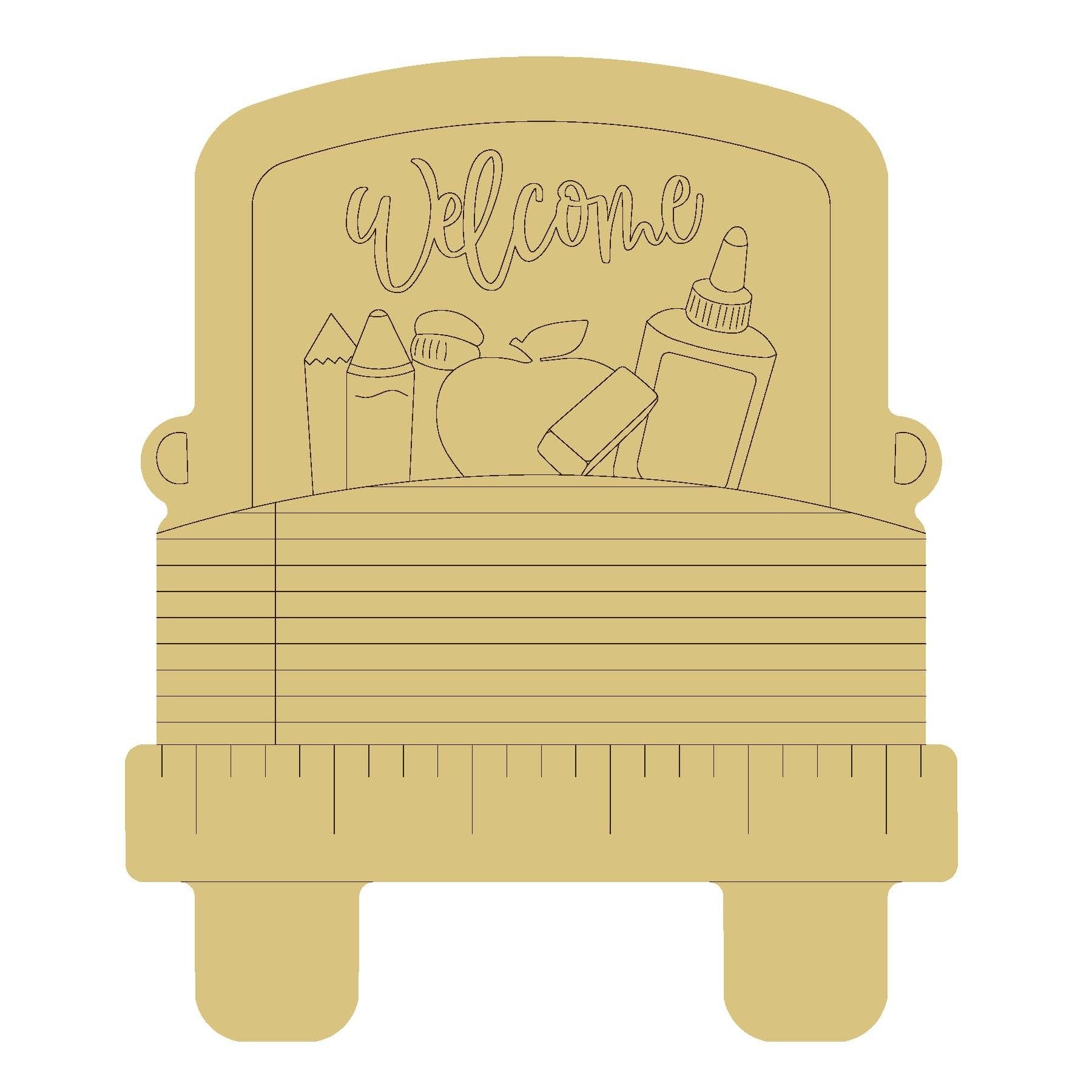Design By Line Back of Truck MDF Cutout Welcome School Supplies - Unfinished For DIY