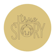 Design By Line Round MDF Cutout True Story Nativity Inside O - Unfinished For DIY