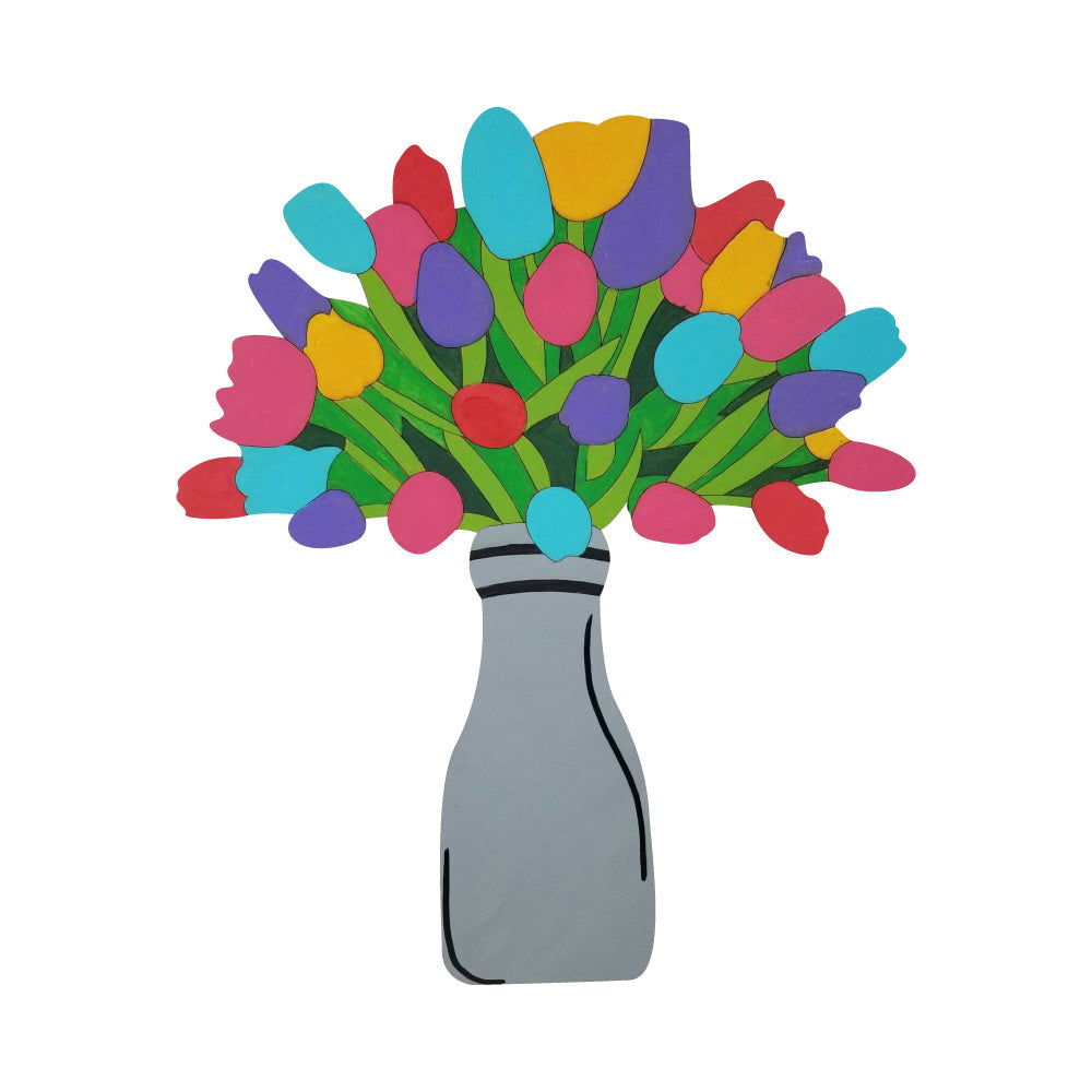Design By Line Bouquet MDF Cutout Tulips In Vase - Unfinished For DIY