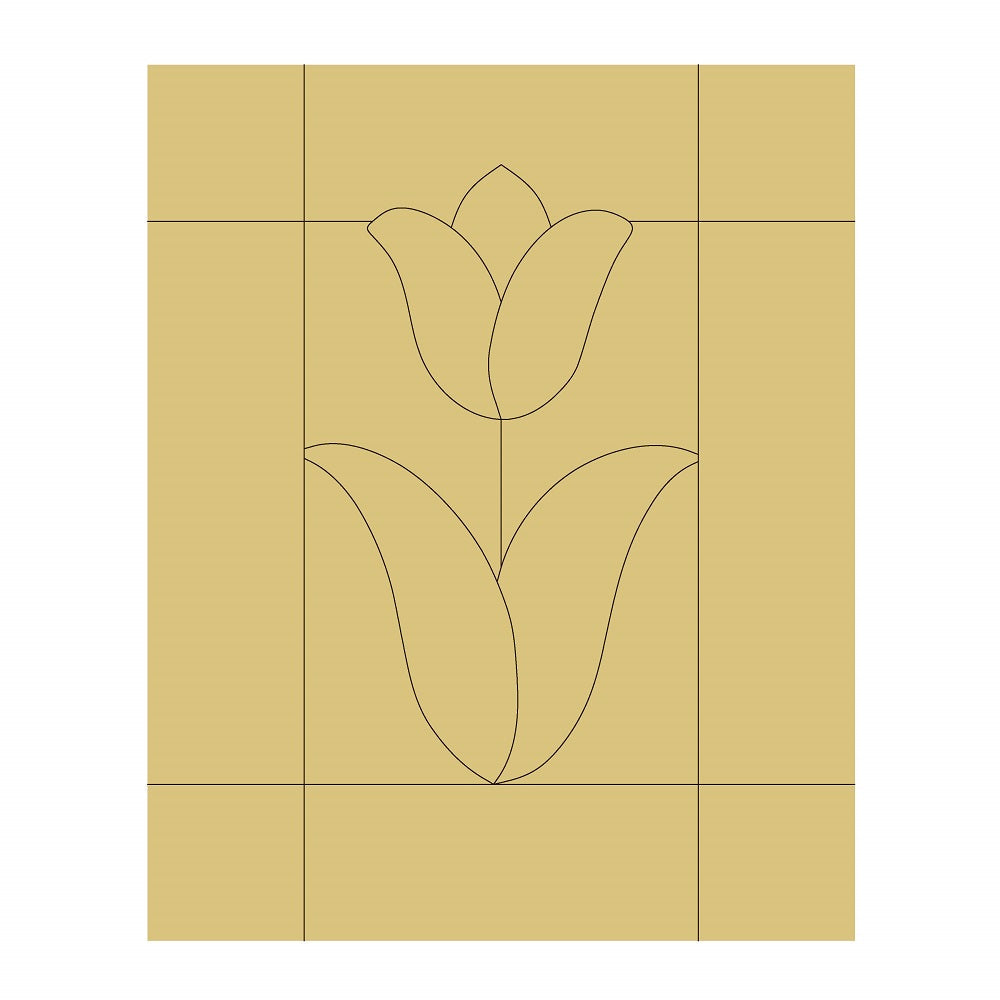 Design By Line Rectangle MDF Cutout Tulip With Leaves - Unfinished For DIY