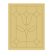 Design By Line Rectangle MDF Cutout Tulip Floral Motif With Geometric Border - Unfinished For DIY