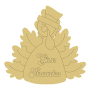 Design By Line Turkey MDF Cutout Give Thanks Style 17 - Unfinished For DIY