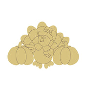 Design By Line Turkey MDF Cutout Pilgrim Hat and Pumpkins - Unfinished For DIY
