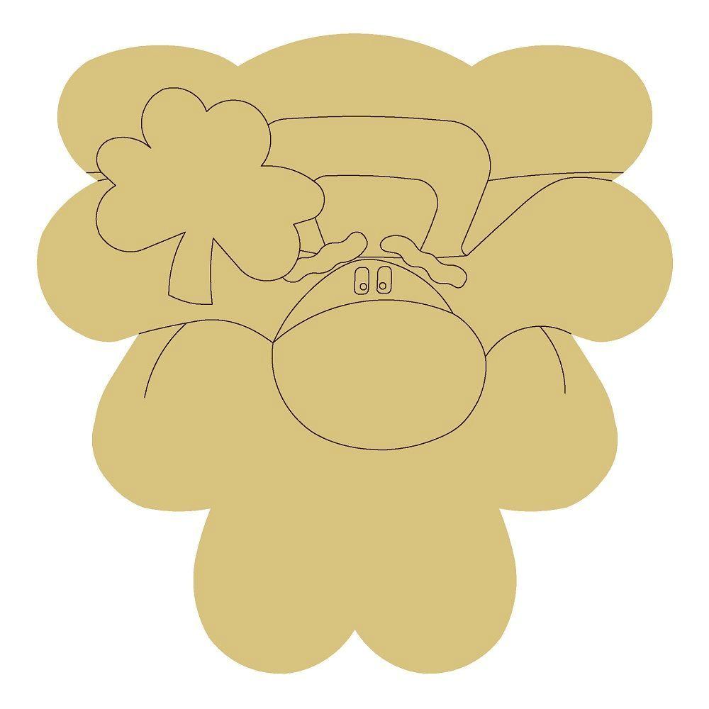 Design By Line Leprechaun  MDF Cutout With Shamrock - Unfinished For DIY