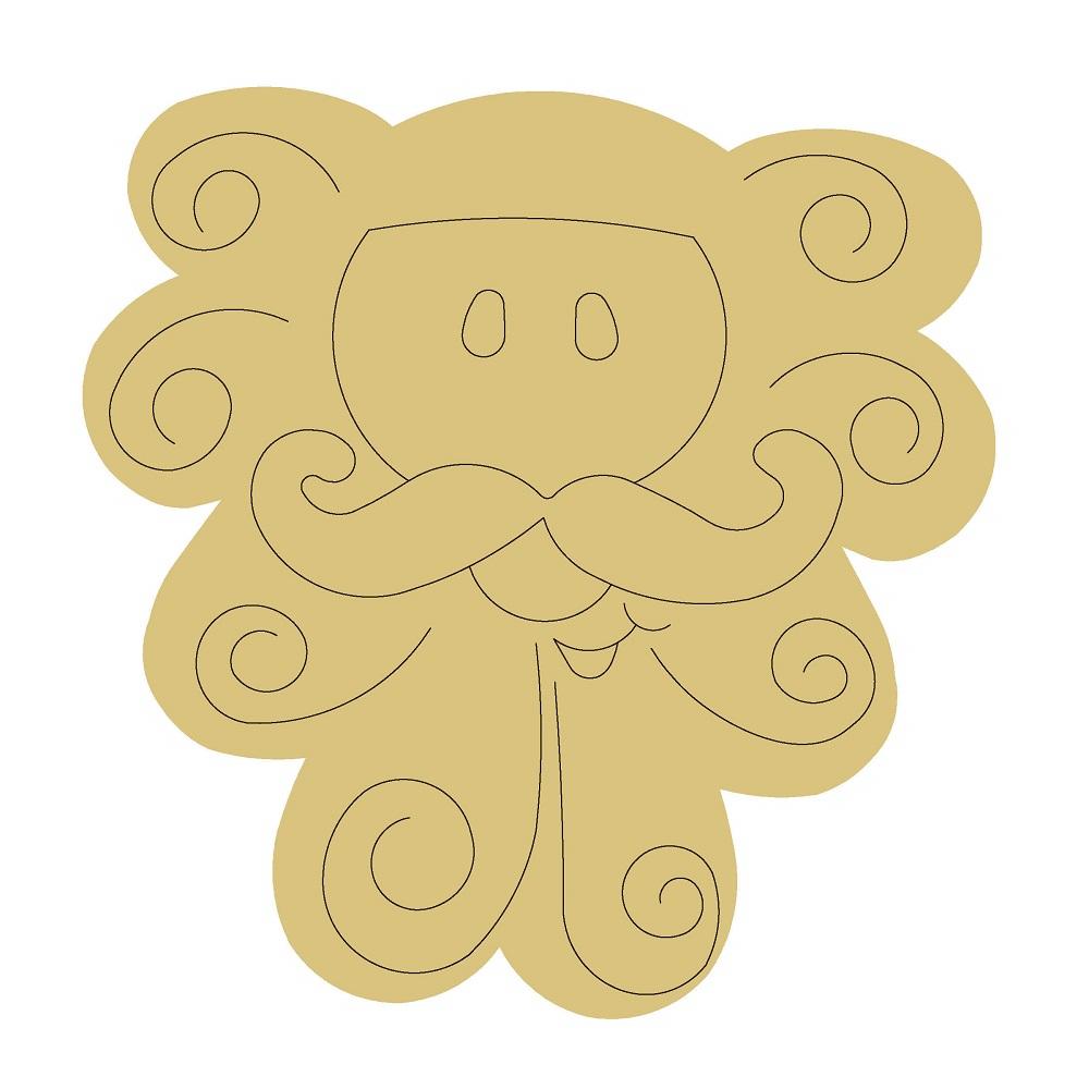 Design By Line Santa Silhouette MDF Cutout Whimsical Swirl Feathers - Unfinished For DIY