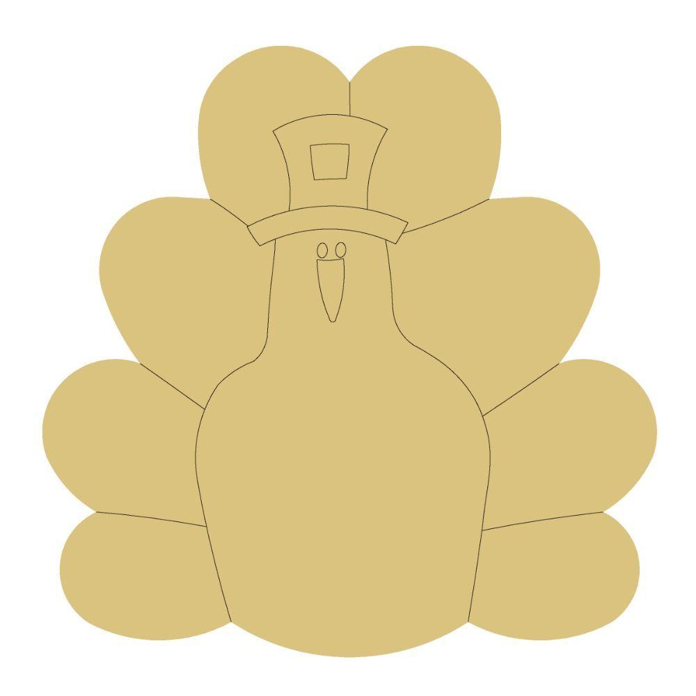 Design By Line Turkey MDF Cutout Thanksgiving Silhouette - Unfinished For DIY