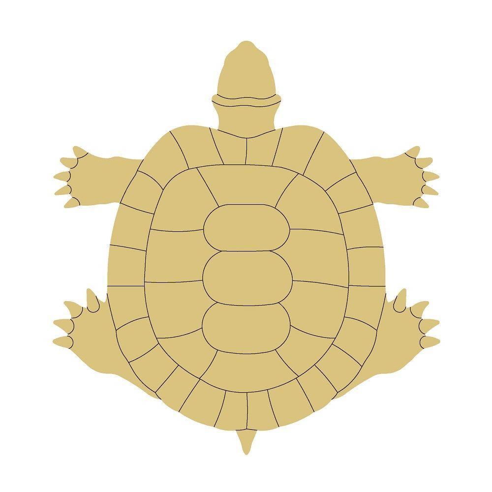Design By Line Turtle MDF Cutout Line Etched Shell - Unfinished For DIY