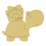 Design By Line Turtle MDF Cutout Gift Box With Bow, Flower Accent, Love - Unfinished For DIY