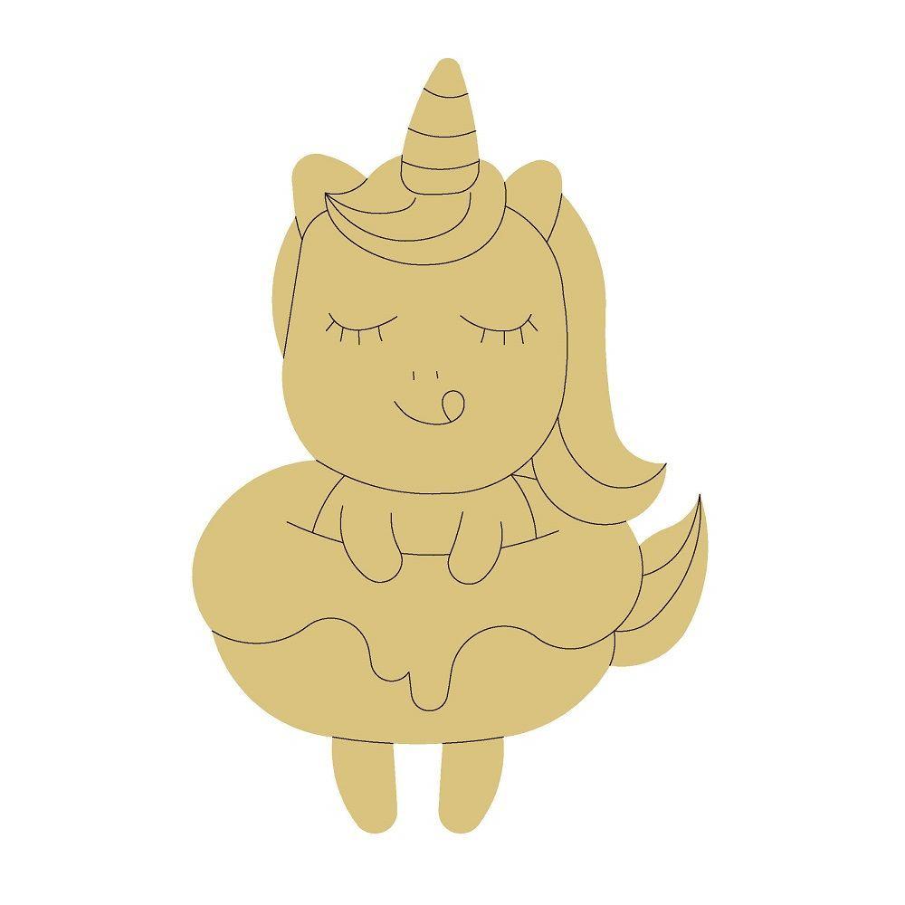 Design By Line Cupcake Unicorn MDF Cutout Silhouette - Unfinished For DIY