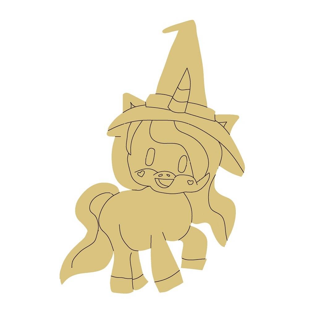 Design By Line Unicorn MDF Cutout Witch Hat Silhouette - Unfinished For DIY
