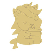 Design By Line Sitting Unicorn MDF Cutout Drinking Cup With Straw - Unfinished For DIY