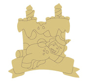 Design By Line Birthday Cake MDF Cutout With Unicorn - Unfinished For DIY