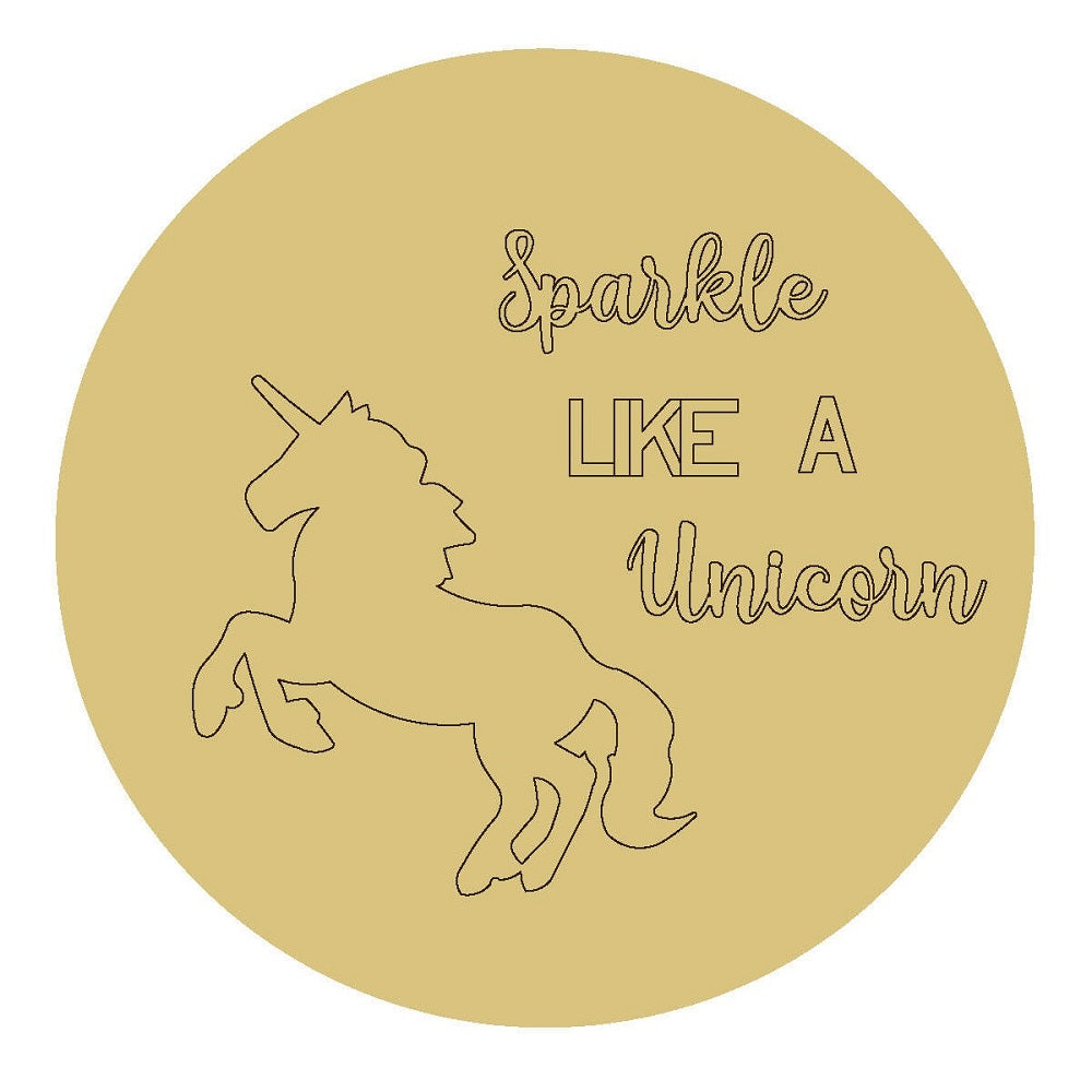 Design By Line Round MDF Cutout Sparkle Like A Unicorn - Unfinished For DIY