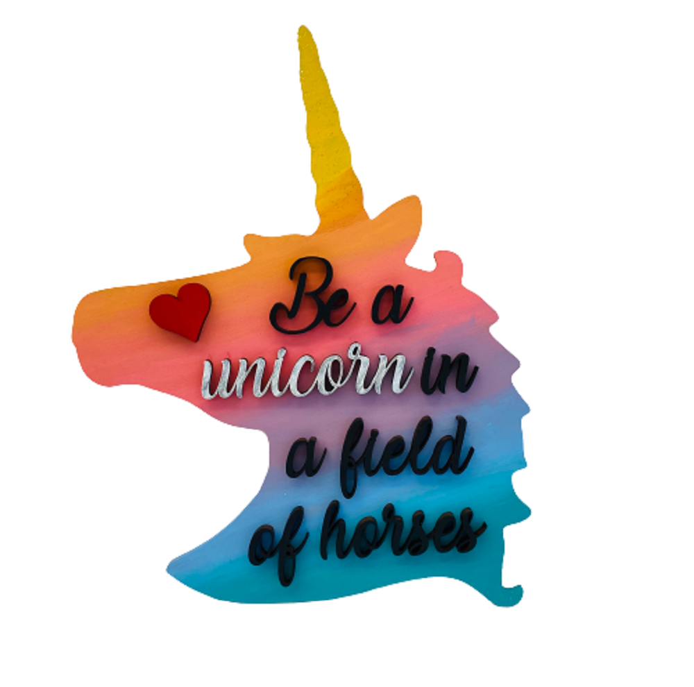 Design By Line Unicorn Head MDF Cutout Be A Unicorn In A Field Of Horses - Unfinished For DIY