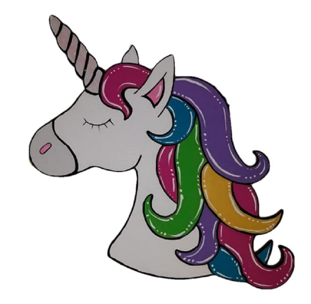 Basic Shape Unicorn Head MDF Cutout Silhouette Style 5 - Unfinished For DIY