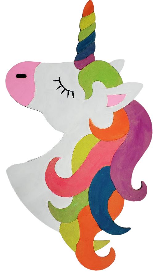 Basic Shape Unicorn Head MDF Cutout Silhouette Style 5 - Unfinished For DIY