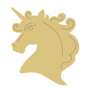 Design By Line Unicorn Head MDF Cutout Line Art - Unfinished For DIY