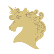 Design By Line Unicorn Head MDF Cutout With Crown And Floral Mane - Unfinished For DIY
