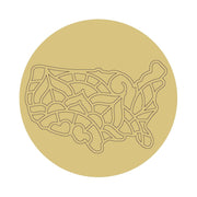 Design By Line Round MDF Cutout United States Map - Unfinished For DIY
