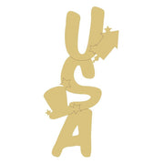 Design By Line Stacked USA Letters MDF Cutout USA  With Fireworks - Unfinished For DIY