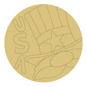 Design By Line Round MDF Cutout Uncle Sam Gnome With USA And Star And Stripes - Unfinished For DIY