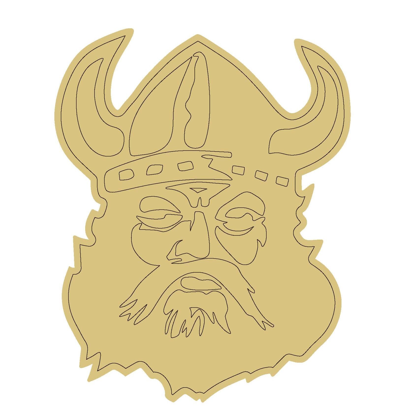 Design By Line Viking Head MDF Cutout Horned Silhouette - Unfinished For DIY