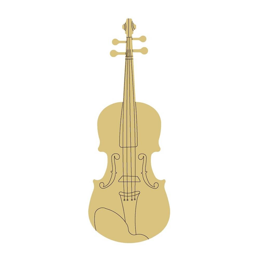 Design By Line Violin MDF Cutout Line Art - Unfinished For DIY