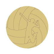 Design By Line Round MDF Cutout Volleyball Player Silhouette - Unfinished For DIY