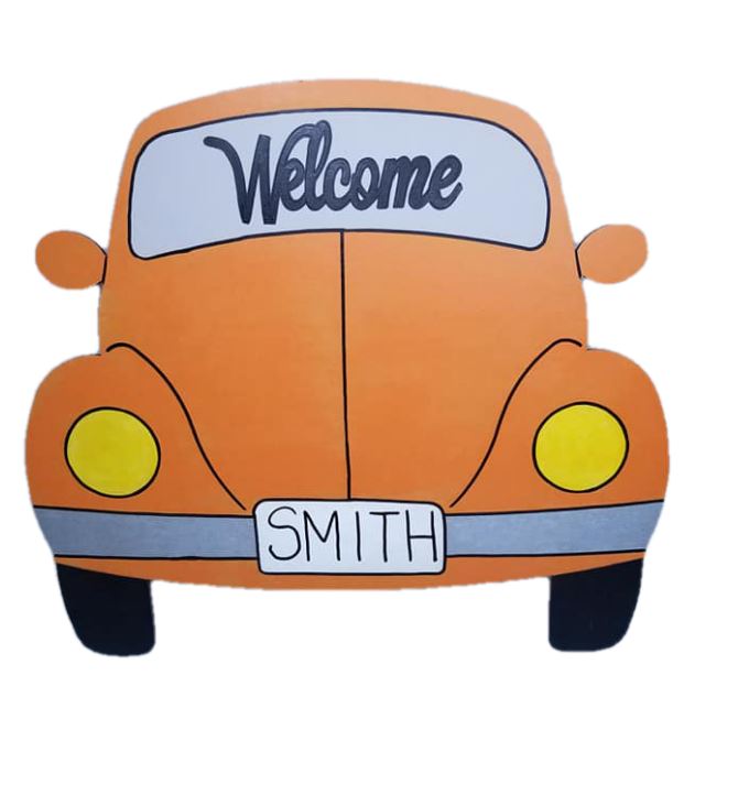 Design By Line Beetle Front MDF Cutout Welcome - Unfinished For DIY