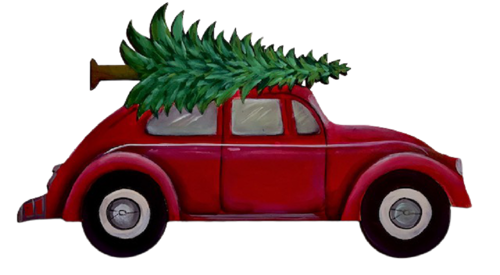 Design By Line Car MDF Cutout Christmas Tree On Roof - Unfinished For DIY