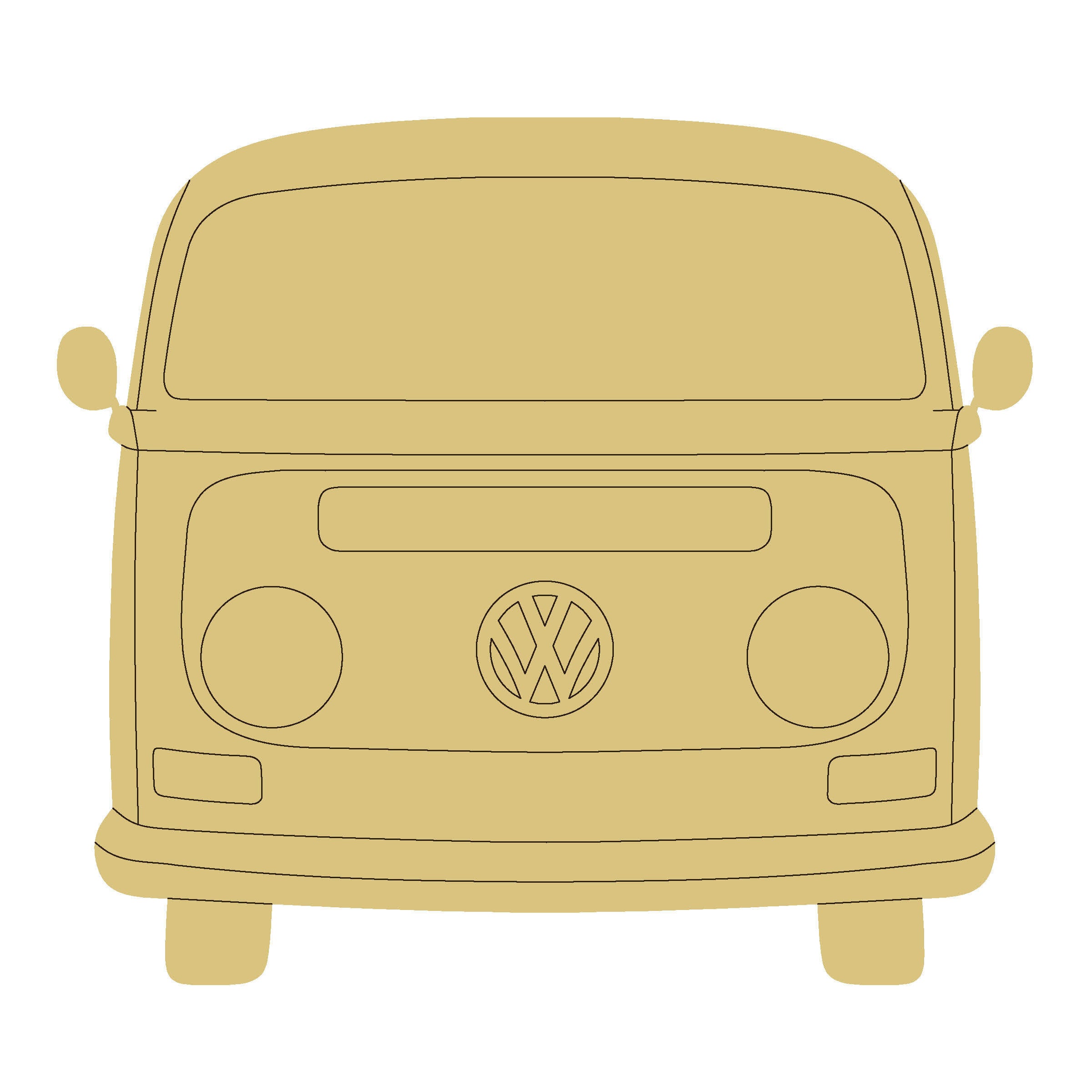 Design By Line VW Bus MDF Cutout Front View Silhouette - Unfinished For DIY