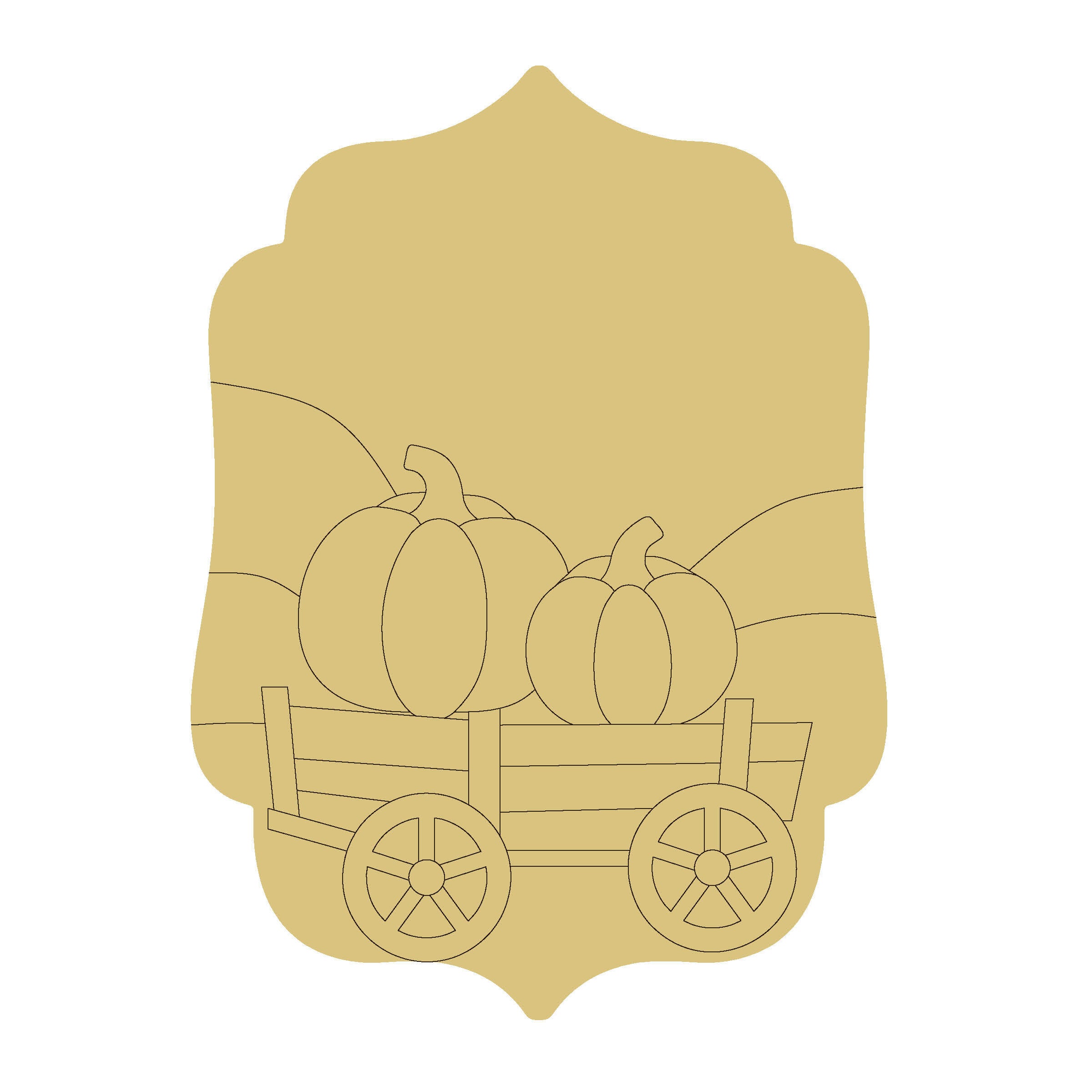 Design By Line Pumpkin Wagon MDF Cutout Silhouette - Unfinished For DIY