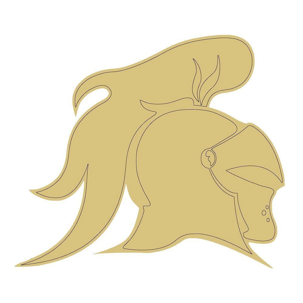 Design By Line Knight MDF Cutout Medieval Warrior Helmet Silhouette - Unfinished For DIY
