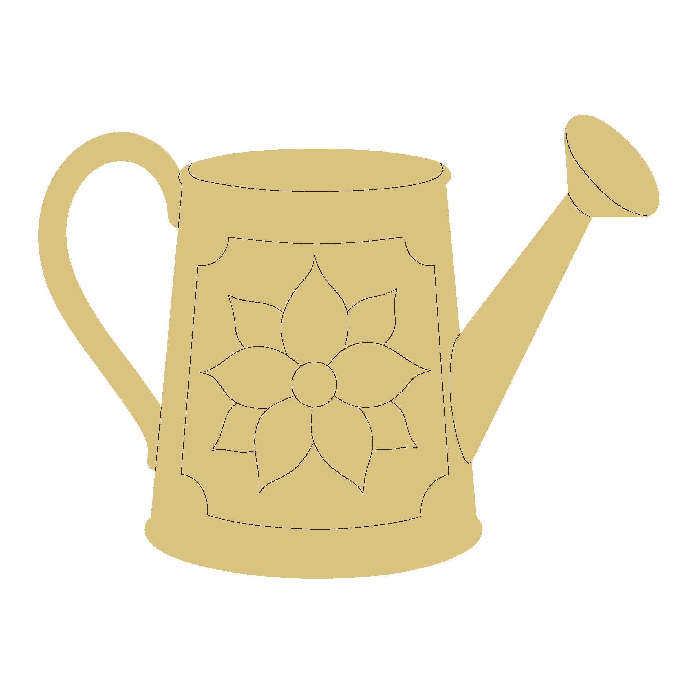 Design By Line Watering Can   MDF Cutout Silhouette - Unfinished For DIY